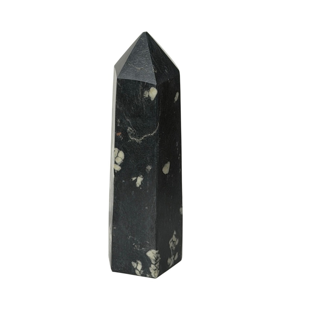Chrysanthemum Stone Tower Black White Floral Obelisk Point 5lb